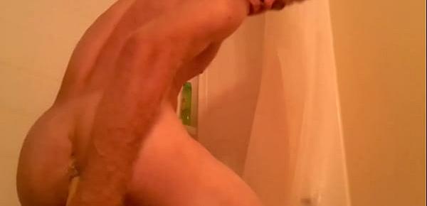  Amateur Bi guy fuck himself with huge dildo in shower! )